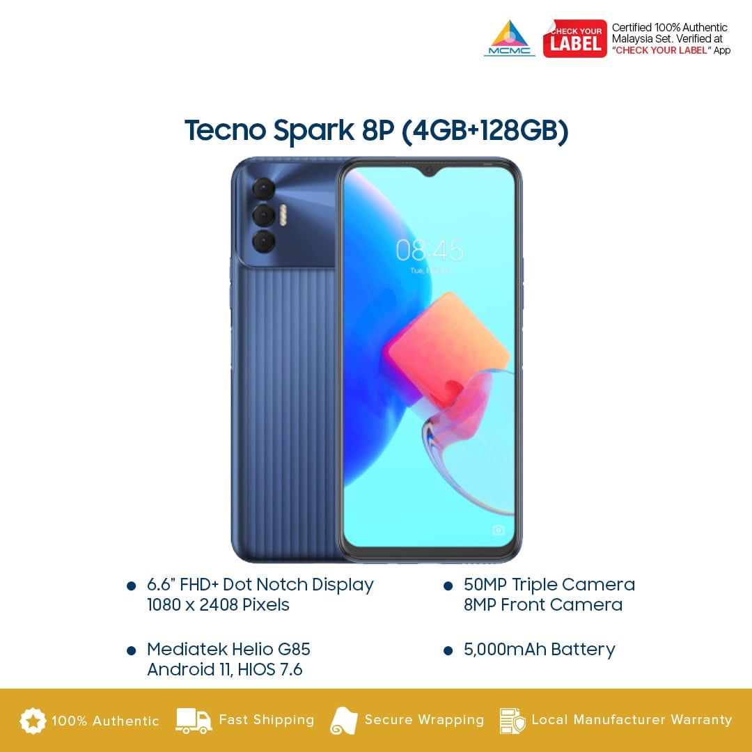 Tecno Spark 8P price in malaysia and specs
