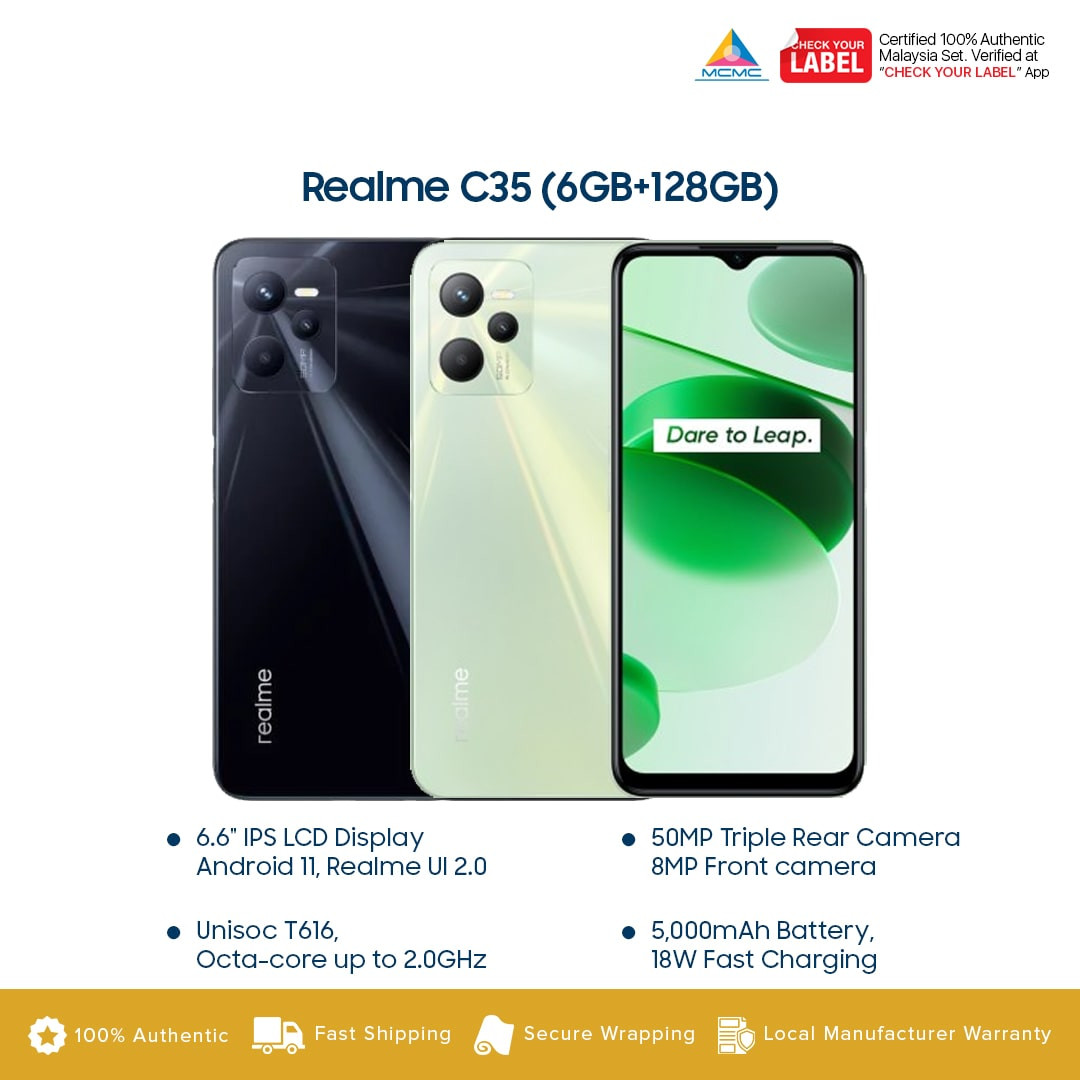 Realme C35 (6GB RAM + 128GB ROM) price in malaysia and specs