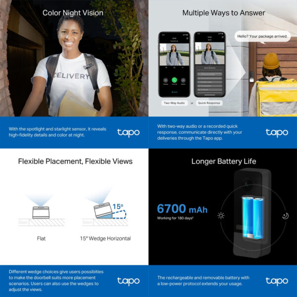 [READY STOCK] Tapo D230S1 Smart Battery Video Doorbell - Original 2 Years Warranty by TP-Link Malaysia