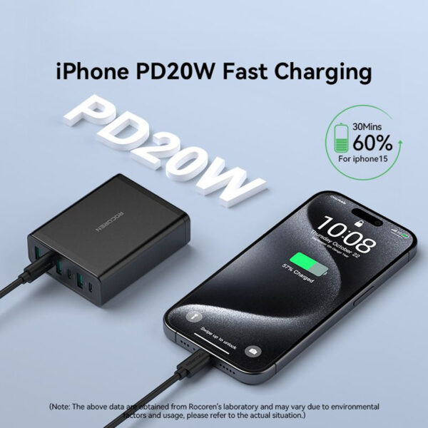 52007095eae93c3319b679b2a3f7a37d.jpeg Rocoren Desktop Fast Charger Station (3C+3A) 60W (AC line 1.5m) - Original 1 Year Warranty by Rocoren Malaysia