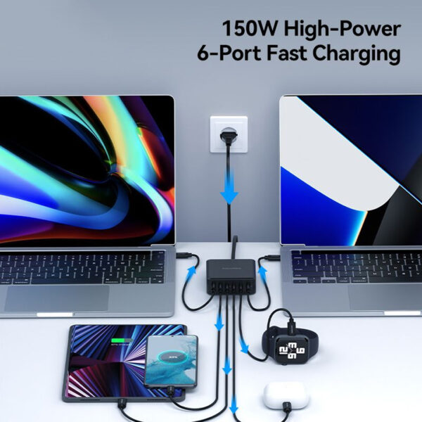 8e26ec4696671091ab5a2518a890722b.jpeg Rocoren Desktop Fast Charger Station (6C) 150W (AC line 1.5m) - Original 1 Year Warranty by Rocoren Malaysia