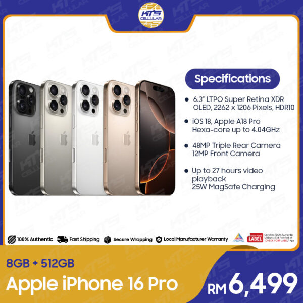[PRE ORDER] Apple iPhone 16 Pro Smartphone - Original 1 Year Warranty by Apple Malaysia