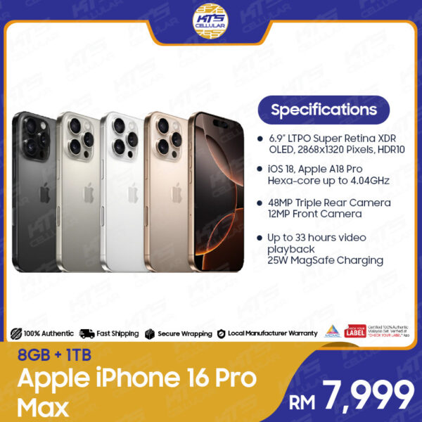 [PRE ORDER] Apple iPhone 16 Pro Max Smartphone - Original 1 Year Warranty by Apple Malaysia