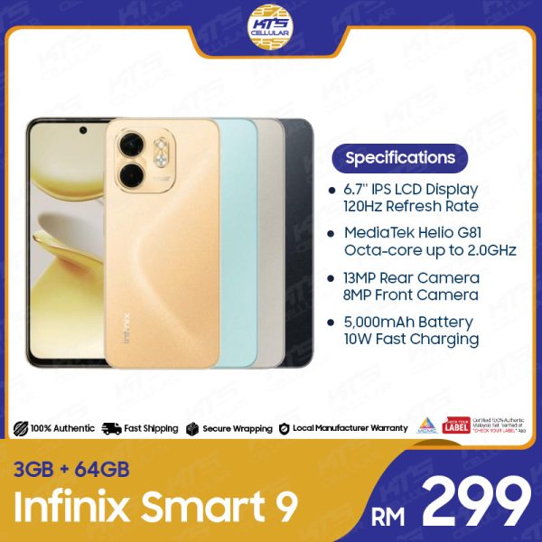 31bda4f36d4839353d3e66026c3fb33f.jpeg Infinix Smart 9 (3GB+64GB) Smartphone - Original 1 Year Warranty by Infinix Malaysia