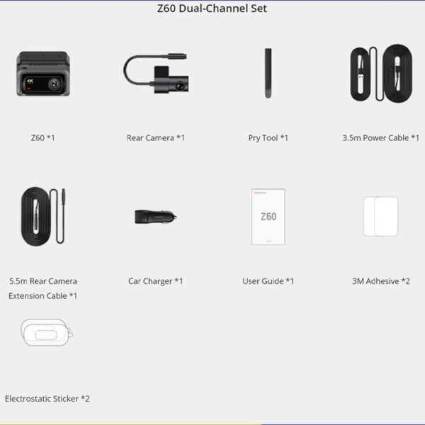 60aaac687ef7c8bf35f833536033155e.jpeg DDPAI Z60 Dual 4K Ultra HD GPS Front & Rear Dashcam - Original 1 Year Warranty by DDPAI Malaysia