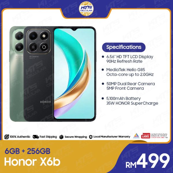 Honor X6b (6GB+256GB) Smartphone - Original 1 Year Warranty by HONOR Malaysia