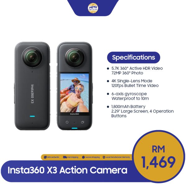 Insta360 X3 Action Camera - Original 1 Year Warranty By Insta360 Malaysia