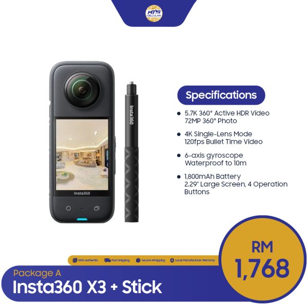 Insta360 X3 Action Camera - Original 1 Year Warranty By Insta360 Malaysia