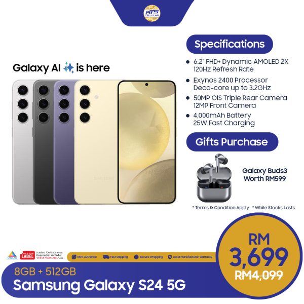 [READY STOCK] Samsung Galaxy S24 5G (8GB+256GB/512GB) Smartphone - Original 1 Year Warranty by Samsung MY
