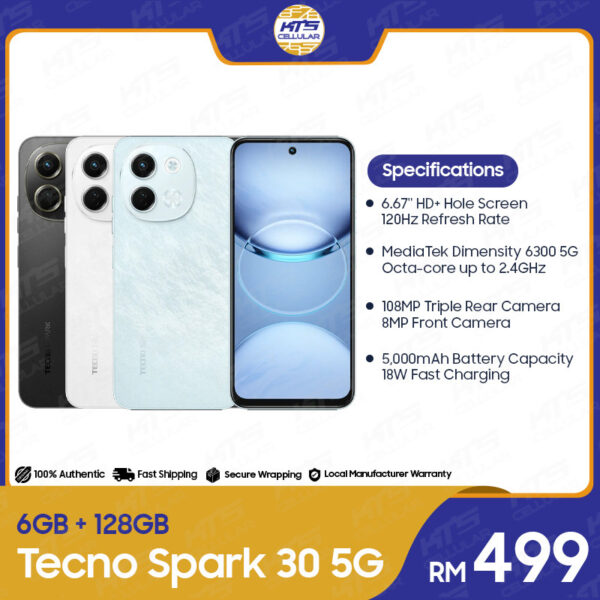 [READY STOCK] TECNO Spark 30 5G Smartphone - Original 1 Year Warranty by TECNO Malaysia