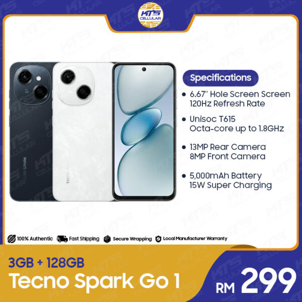 Tecno Spark Go 1 (3GB+128GB) Smartphone - 1 Year Warranty by Tecno Malaysia