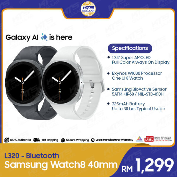 [READY STOCK] Samsung Galaxy Watch8 40mm (L320-Bluetooth | L325-LTE) Smartwatch - Original 1 Year Warranty by Samsung Malaysia