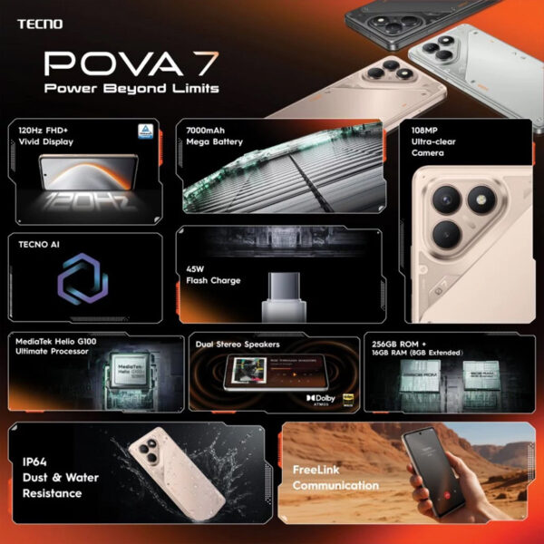 Tecno Pova 7 4G (8GB+256GB) Smartphone - Original 1 Year Warranty by Tecno Malaysia