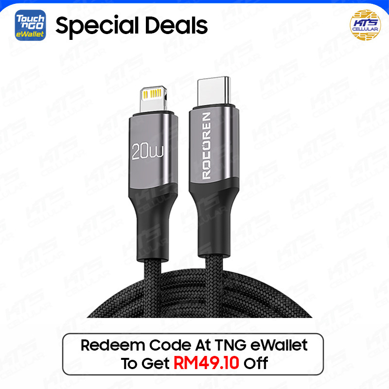 [TNG eWallet Special Deals] Rocoren Retro Series Fast Charge USB Cable C TO L 1 Meter
