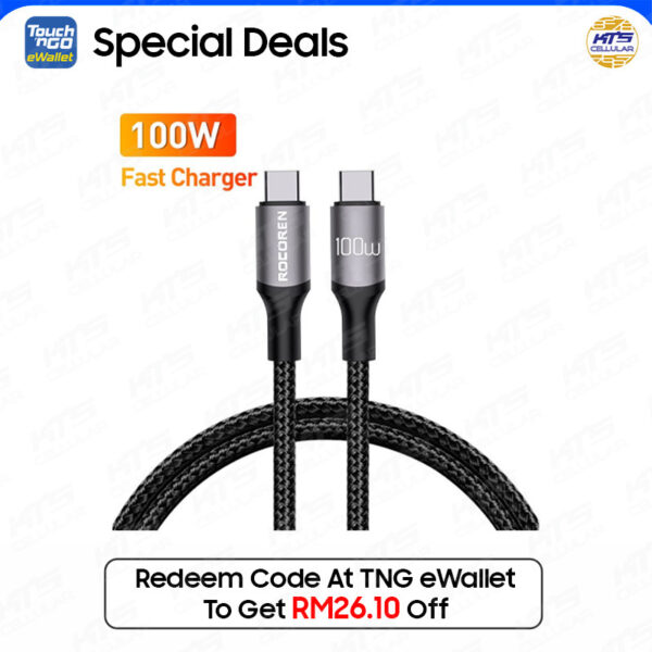 [TNG eWallet Special Deals] Rocoren Retro Series Fast Charge USB Cable C TO C 100W (1 Meter)