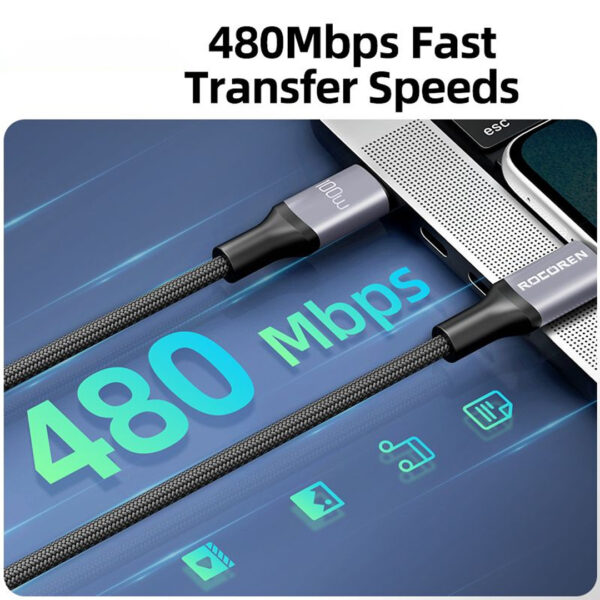 [BUNDLE DEALS]  Rocoren Retro Series Fast Charge USB Cable C TO C 60W 1 Meter- Original by Rocoren Malaysia