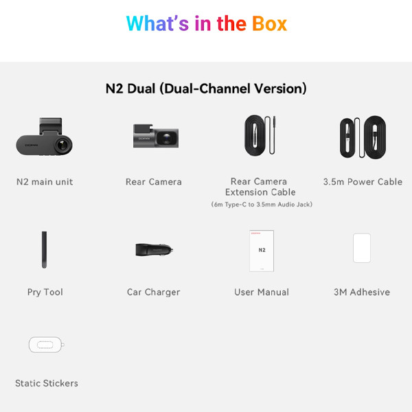 DDPAI N2 Dual 2K Front & Rear Super Capacitor Dash Cam with NightVIS 2.0 - Original 1 Year Warranty by DDPAI Malaysia