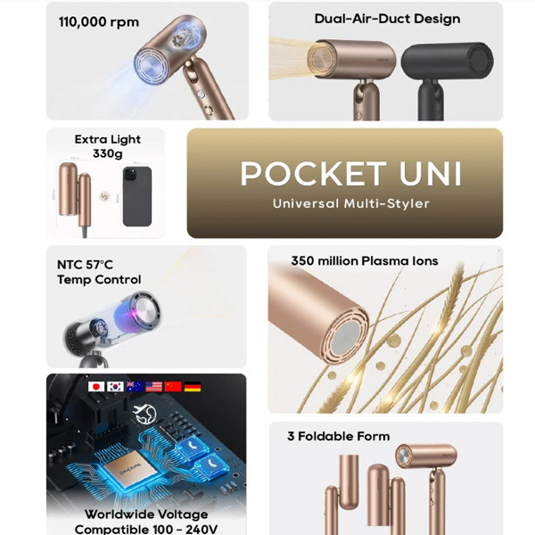 Dreame Pocket Uni Hair Dryer - Original 2 Years Warranty by Dreame Malaysia