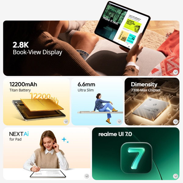 Realme Pad 3 5G (8GB+128/256GB) Tablet - Original 1 Year Warranty by Realme Malaysia