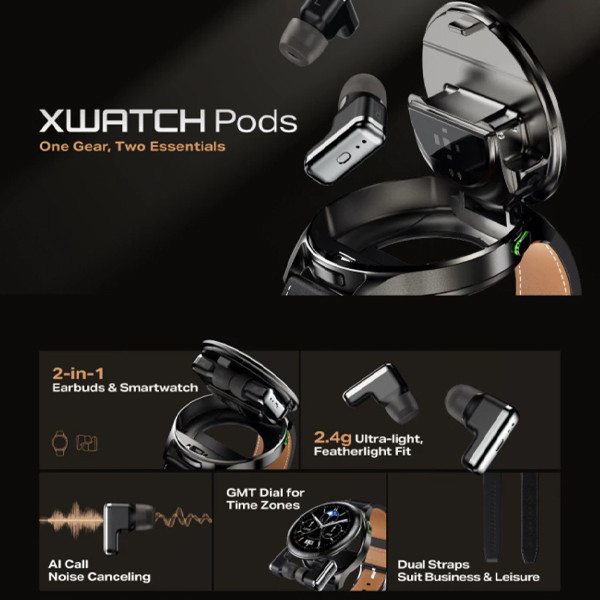3706368565ebfaed092c6ddca50dbb99.jpeg Infinix XWATCH Pods 2-in-1 Smartwatch & Earbuds - Original 1 Year Warranty by Infinix Malaysia