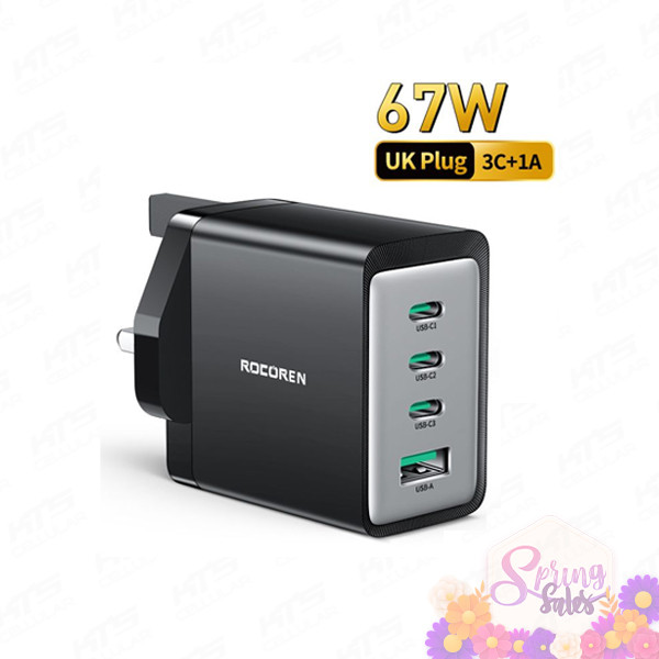 Rocoren RuiXing Series GaN Charger 67W (3C+1A) - Original 1 Year Warranty by Rocoren Malaysia