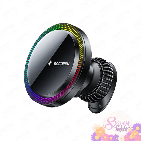 Rocoren Star Car Magnetic Wireless Charging Stand 15W (Air Outlet Type)(Wiring: Simple A TO C 3A 1m Black) - Original 6 Months Warranty by Rocoren Malaysia