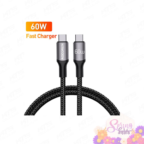 Rocoren Retro Series Fast Charge USB Cable C TO C 60W - Original 3 Months Warranty by Rocoren Malaysia