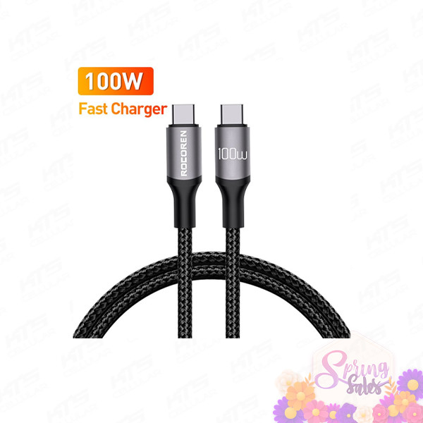 Rocoren Retro Series Fast Charge USB Cable C TO C 100W - Original 3 Months Warranty by Rocoren Malaysia