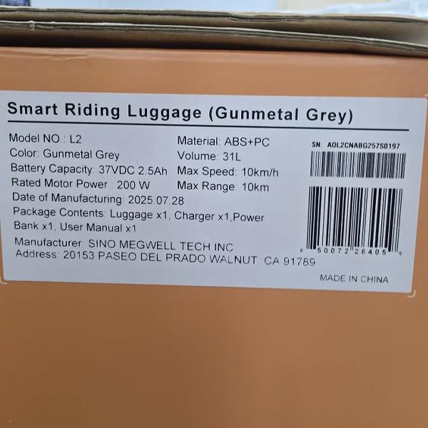 [Display Unit] AOTOS L2 20-Inch 31L Smart Riding Luggage - S/N: A0C2CNABG257S0197