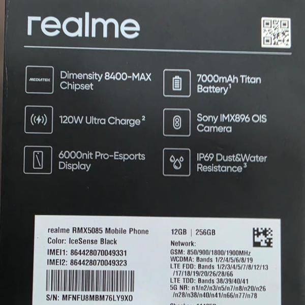 [Display Unit] Realme GT 7T 5G (12GB+256GB) - IMEI NO: 864428070049331