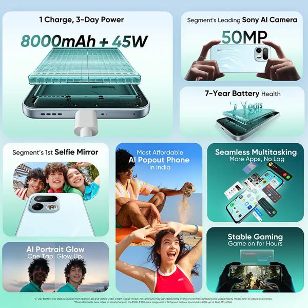 Realme 16T 5G (8GB+256GB) Smartphone - Original 1 Year Warranty by Realme Malaysia
