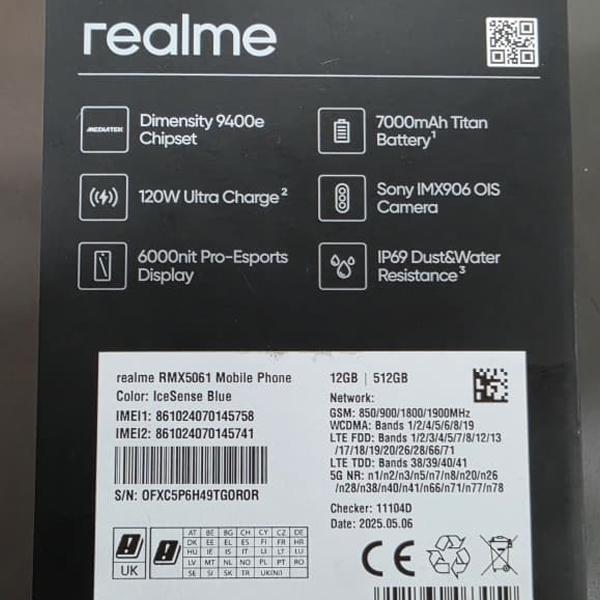 [Display Unit] Realme GT7 (12GB+512GB) Smartphone - IMEI NO: 861024070145758