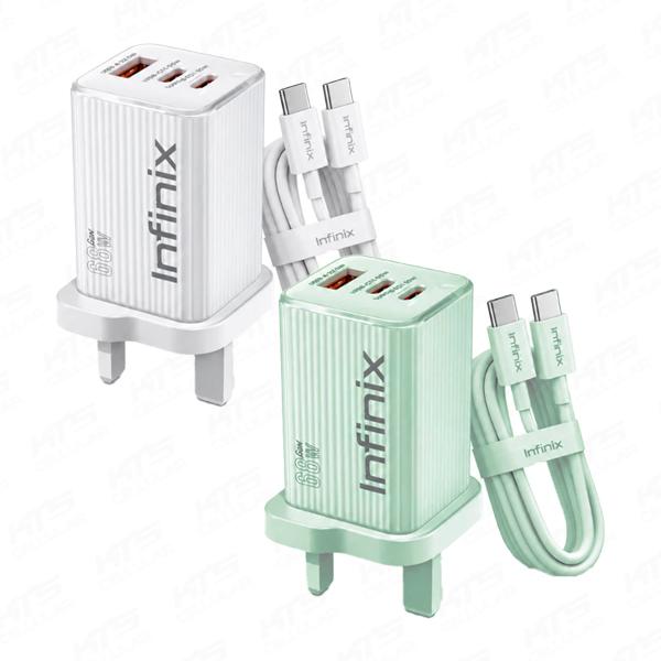 Infinix 68W Gan Fast Charger (2C1A) with free 100W Braided Cable - Original 1 Year Warranty by Infinix Malaysia