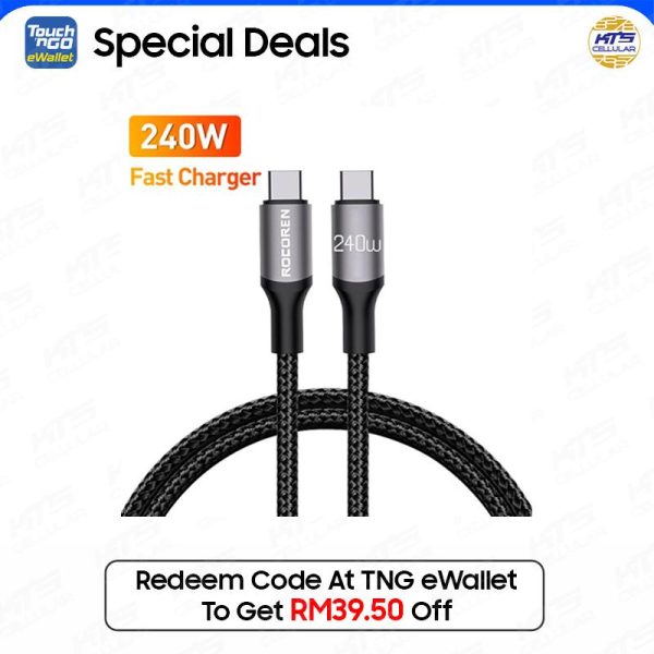 [TNG eWallet Special Deals] Rocoren Retro Series Fast Charge USB Cable C TO C 240W (1 Meter) - Original 3 Months Warranty by Rocoren Malaysia