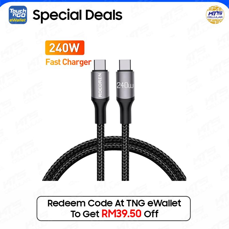 [TNG eWallet Special Deals] Rocoren Retro Series Fast Charge USB Cable C TO C 240W (1 Meter) - Original 3 Months Warranty by Rocoren Malaysia