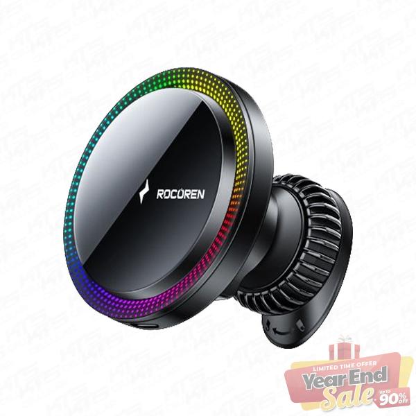 Rocoren Star Car Magnetic Wireless Charging Stand 15W (Air Outlet Type)(Wiring: Simple A TO C 3A 1m Black) - Original 6 Months Warranty by Rocoren Malaysia